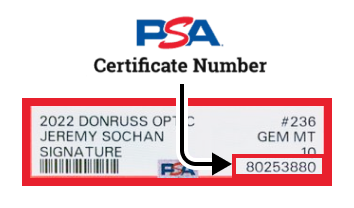 PSA Certificate Example