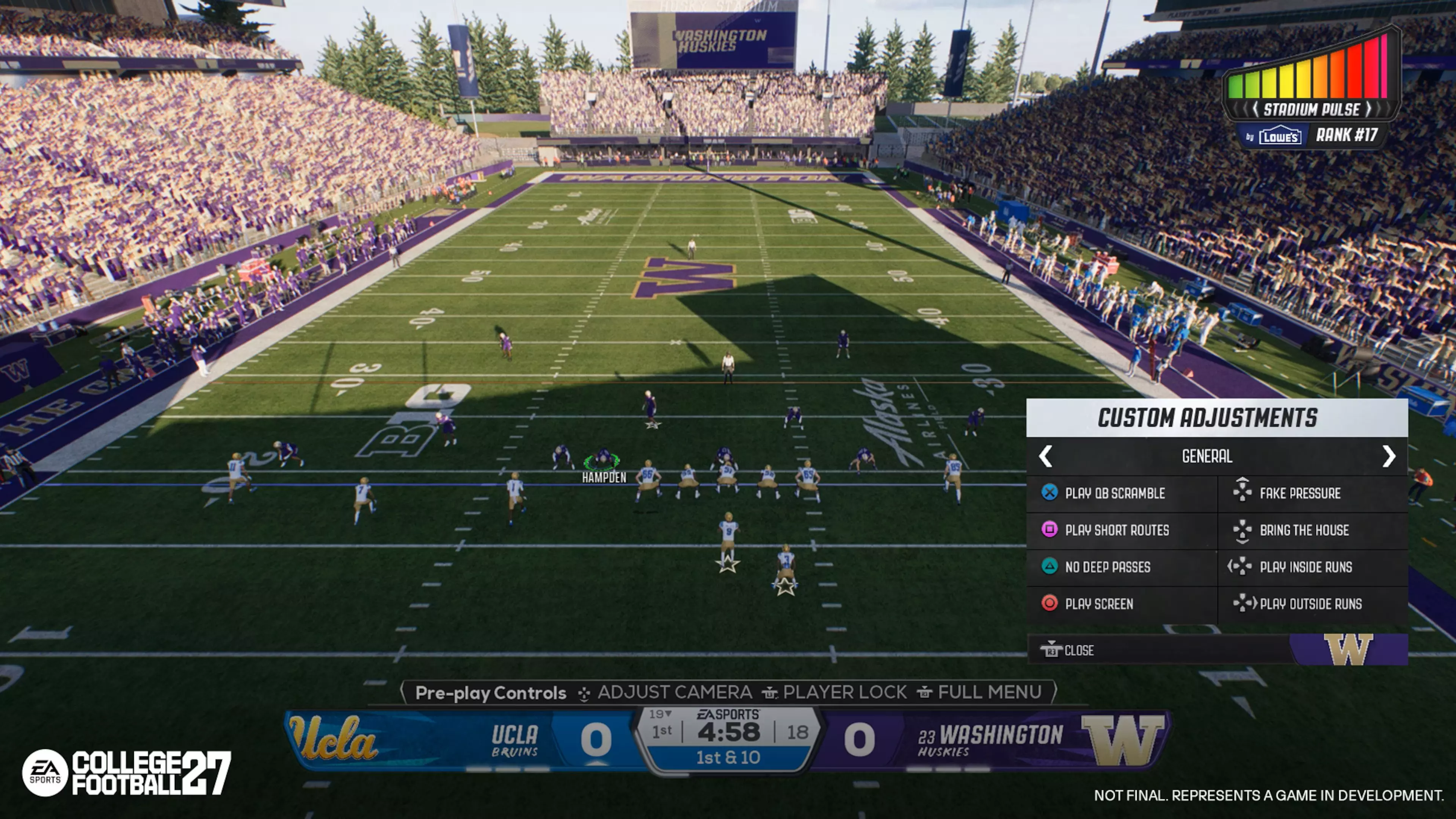Custom Preplay Adjustments