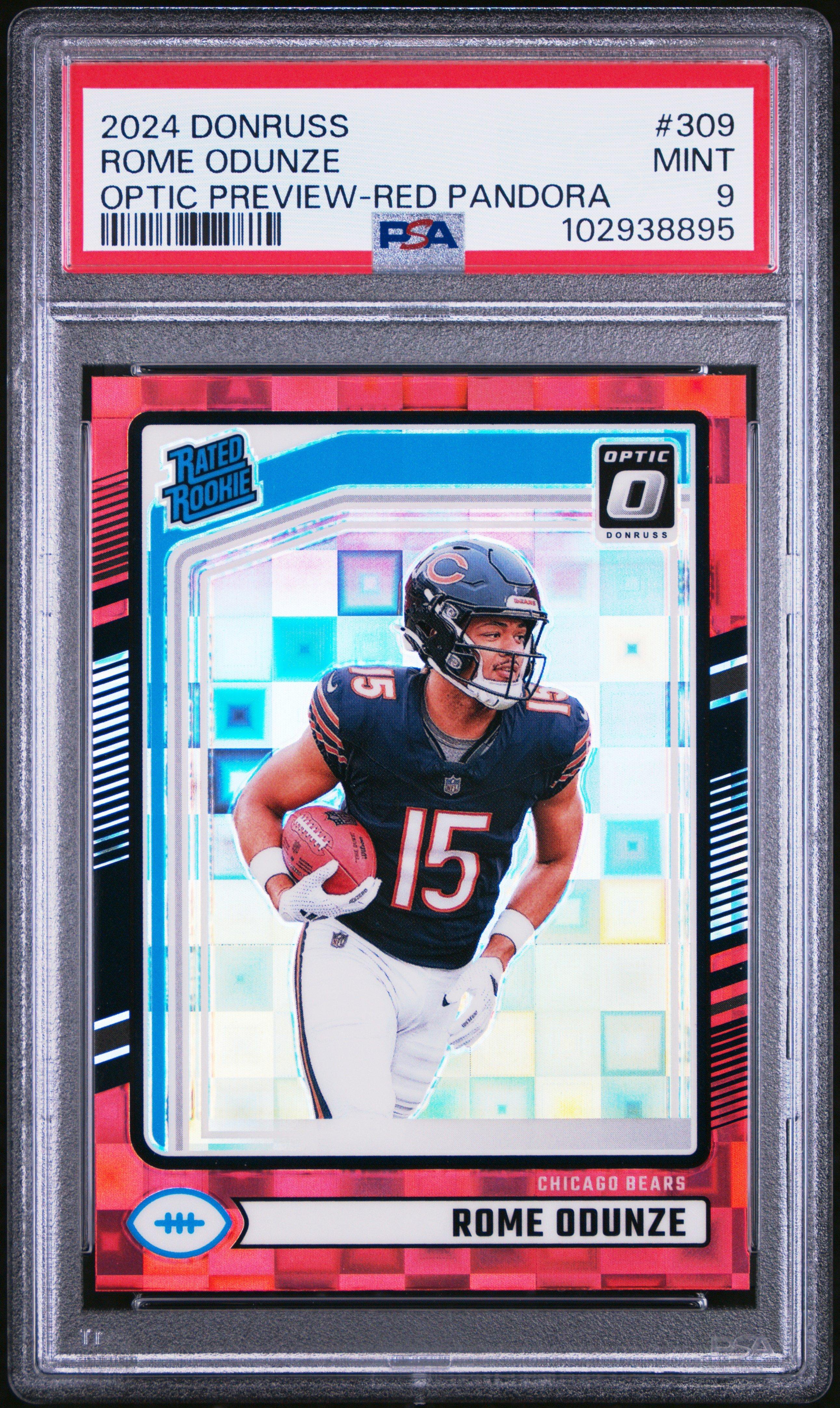 2024 Panini Donruss 309 Rome Odunze Optic Preview-red Pandora PSA 9