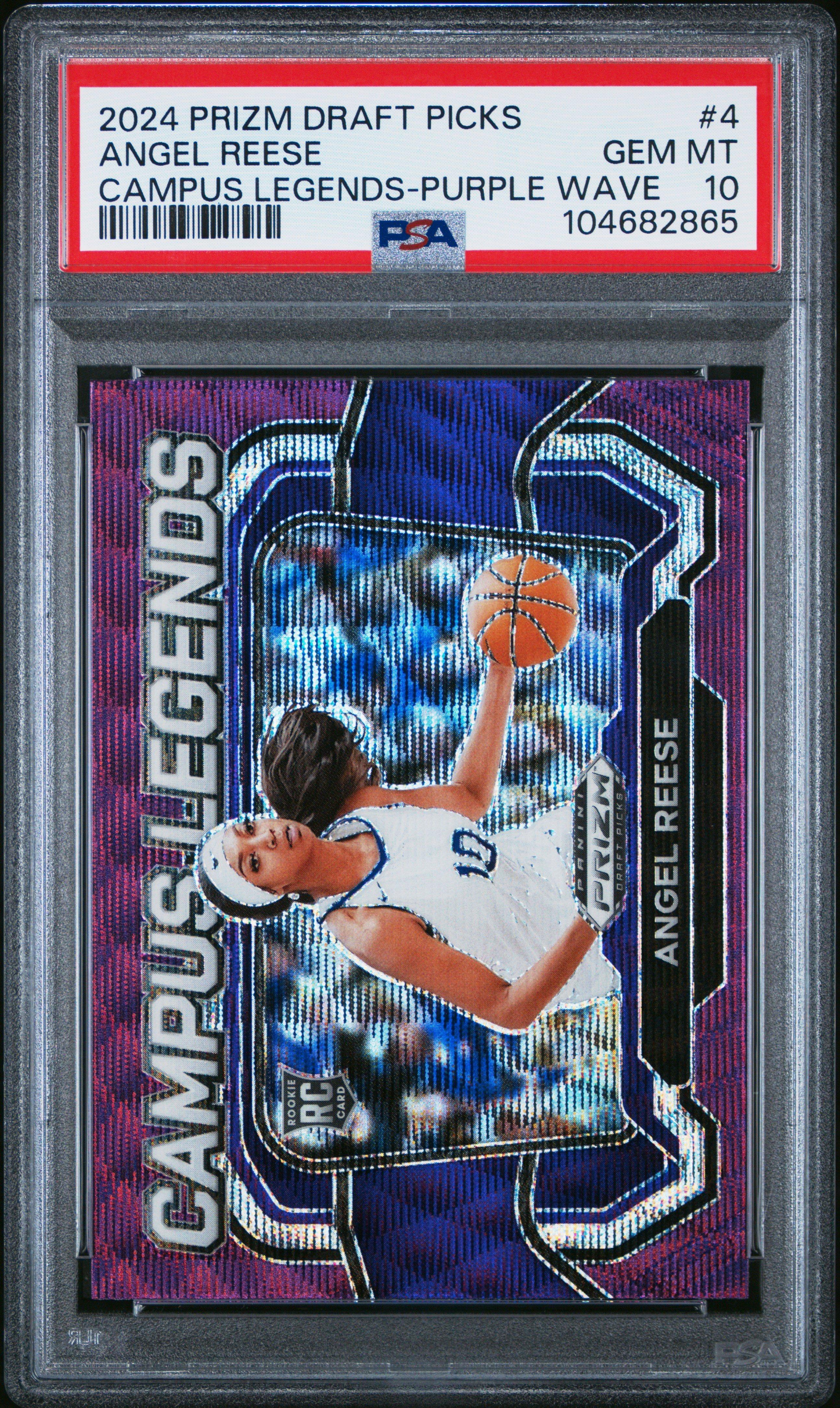 2024 Panini Prizm Draft Picks Campus Legends 4 Angel Reese Purple Wave PSA 10