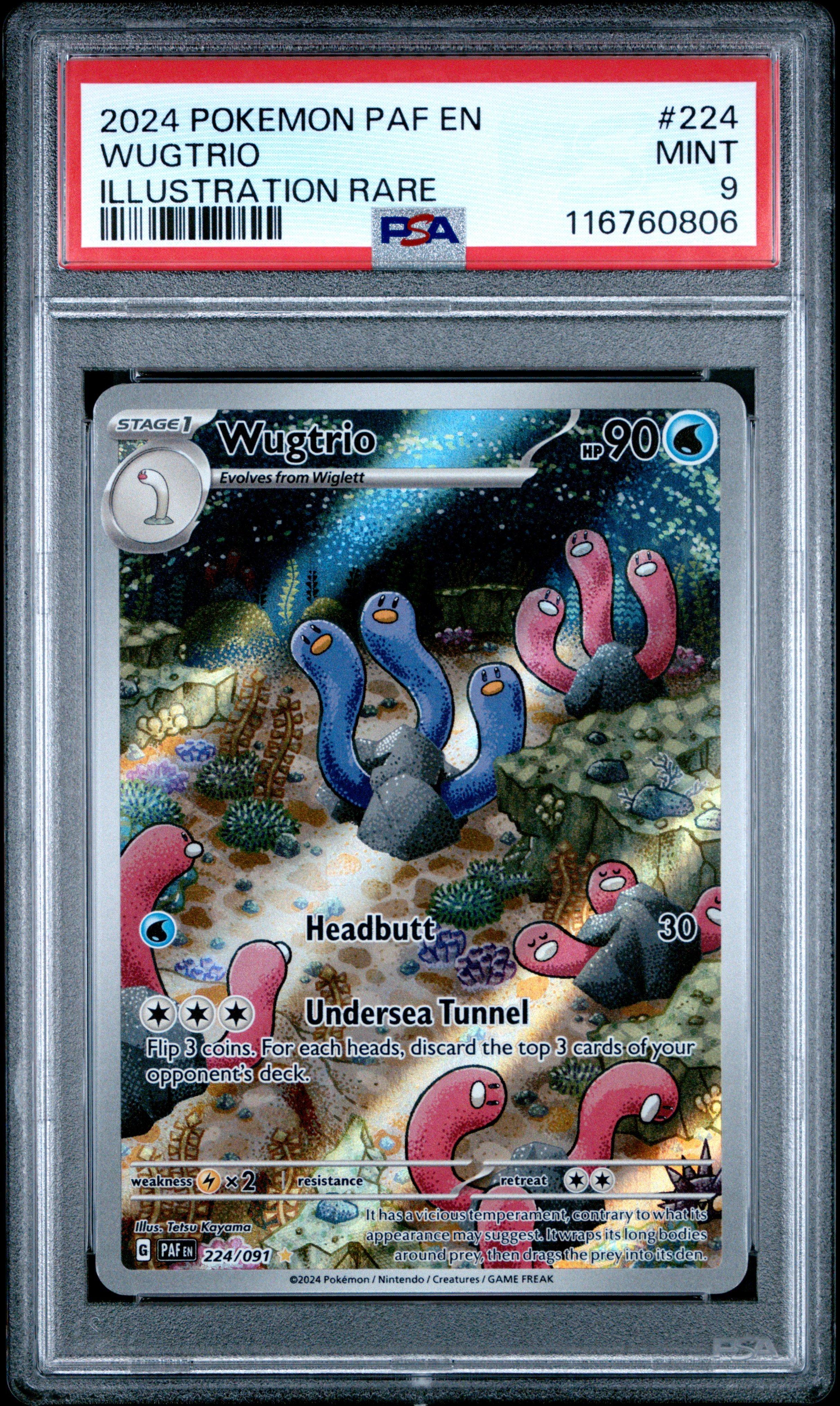 2024 Pokemon Paf En-paldean Fates 224 Wugtrio Illustration Rare PSA 9