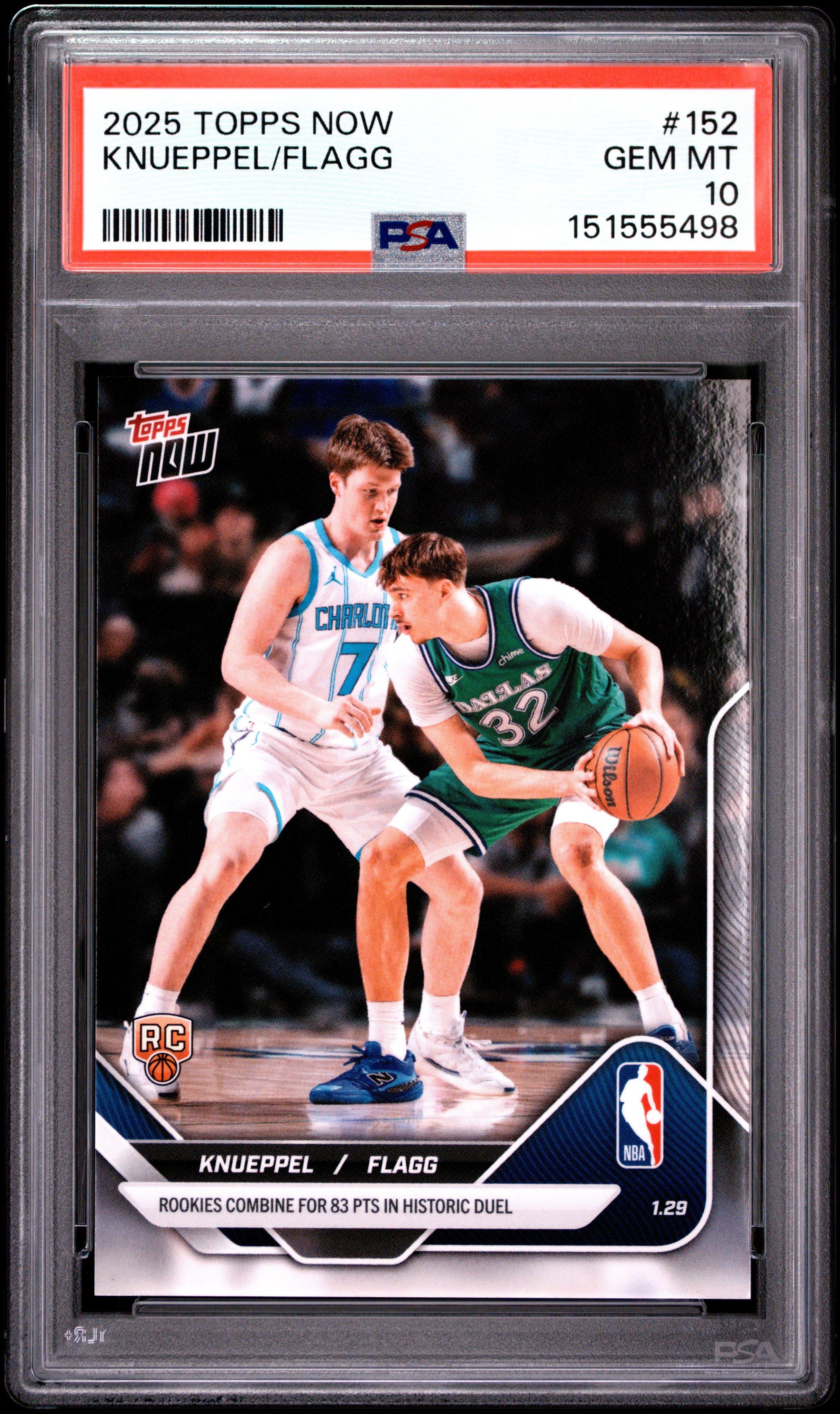 2025 Topps Now 152 Cooper Flagg/kon Knueppel PSA 10