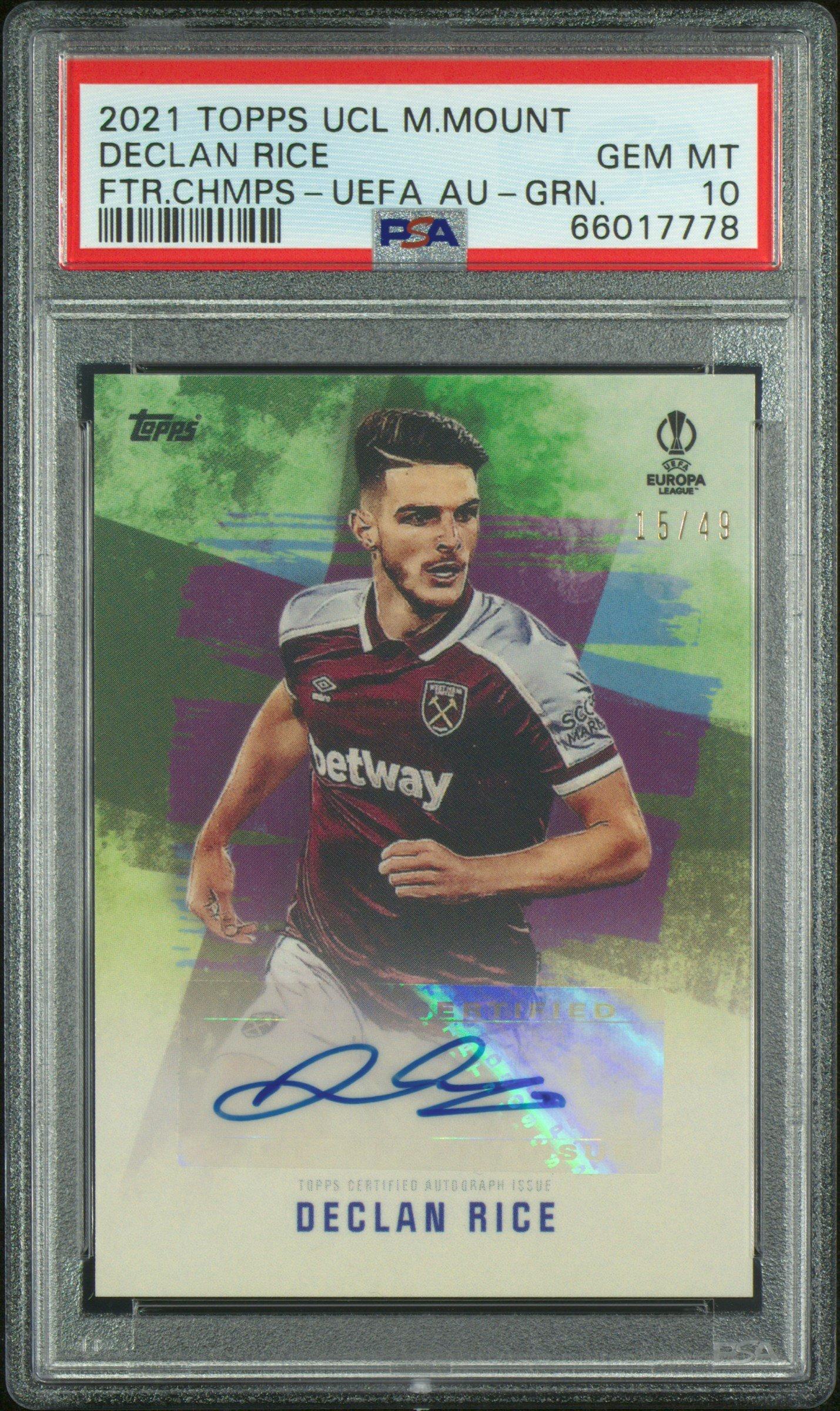 2021 Topps Uefa Champions League Mason Mount Future Champions Autograph  Declan Rice Green PSA 10