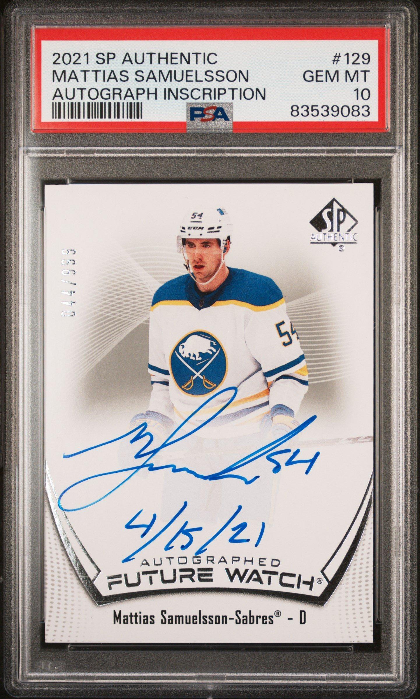 2021 Sp Authentic 129 Mattias Samuelsson Autograph Inscription PSA 10