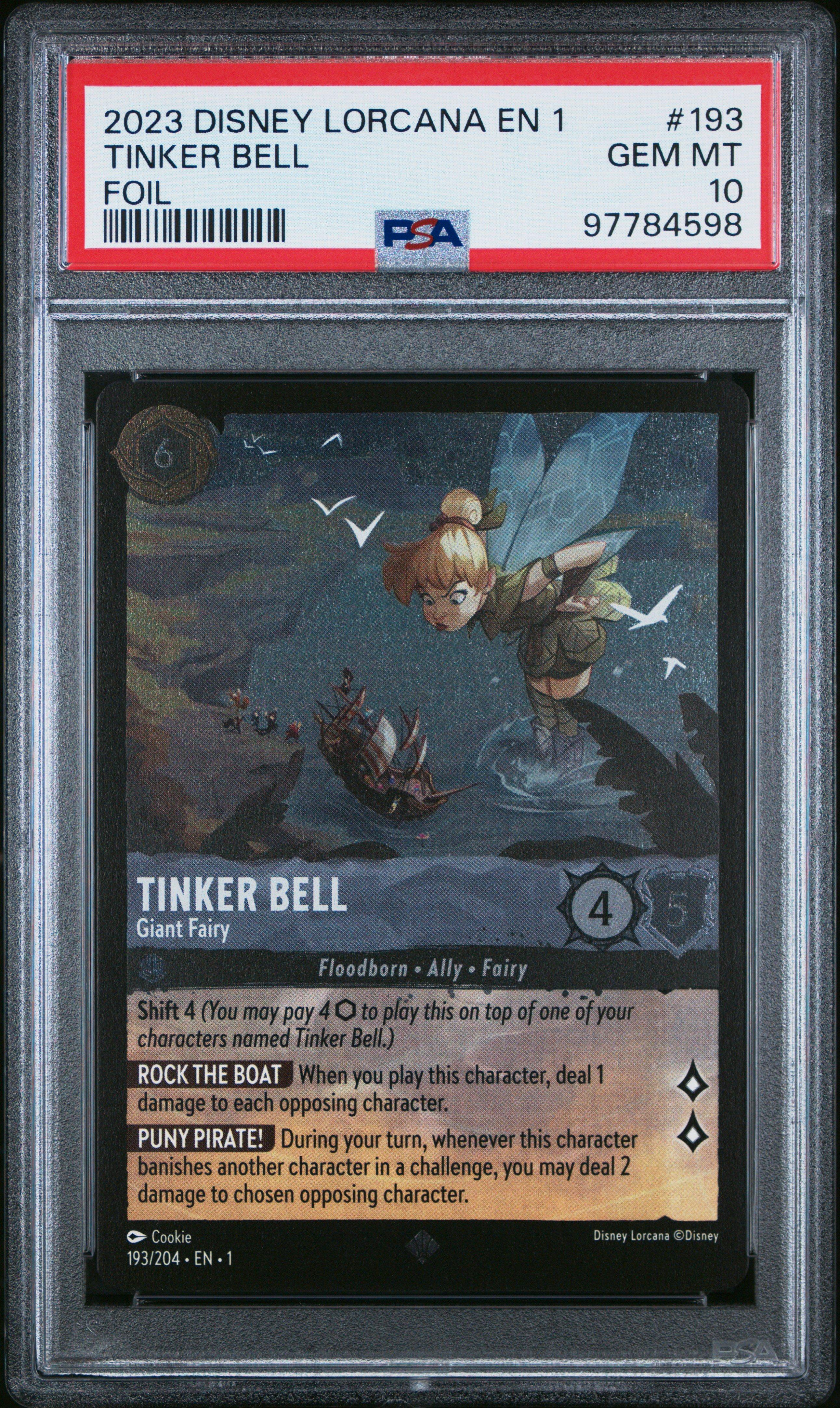 2023 Disney Lorcana En 1-the First Chapter 193 Tinker Bell - Giant Fairy Foil PSA 10